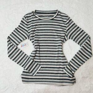 American Eagle Outfitters Gray and Cream Striped Tee